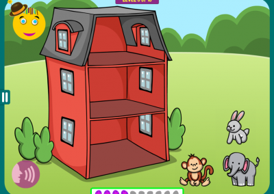 Level 5: Animals live in a three-story house. Imagine: the monkey lives on top of the bunny and under the elephant.
