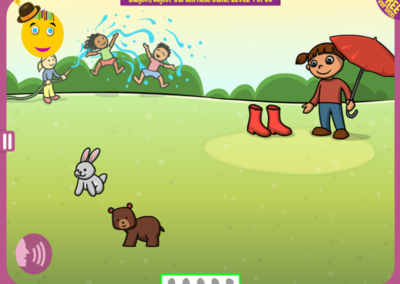 Level 4 of 20: The bear was showered by the bunny. Which one is wet?