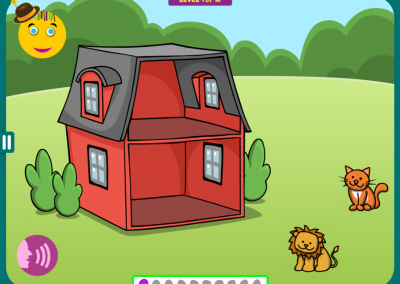 Level 1. Animals live in a two-story house. Imagine: The cat lives on top of the lion.