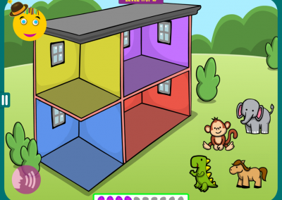 Level 5: Animals live in a two-story house. Imagine: the monkey lives on top of the horse and behind the elephant.